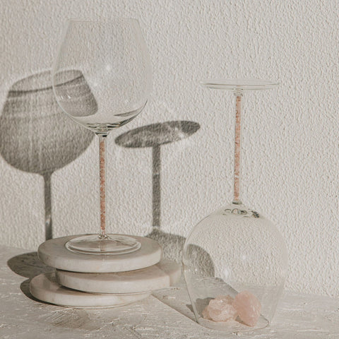 Crystal-Stemmed Wine Goblet - Rose Quartz (4 Piece)