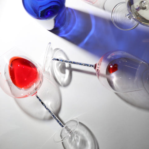 Crystal-Stemmed Wine Goblet - Lapis Lazuli (2 Piece)