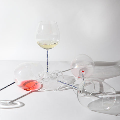 Crystal-Stemmed Wine Goblet - Lapis Lazuli (4 Piece)