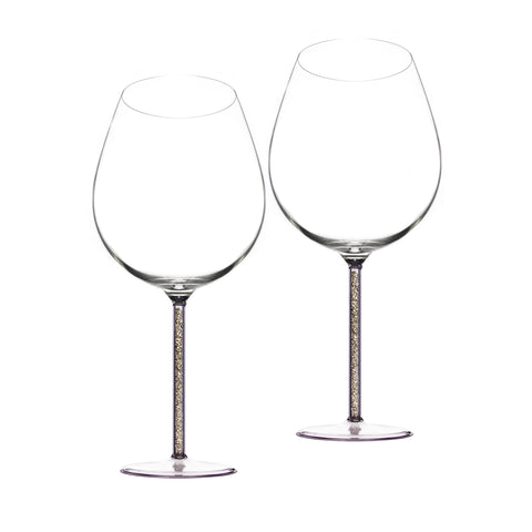 Crystal-Stemmed Wine Goblet - Pyrite (2 Piece)