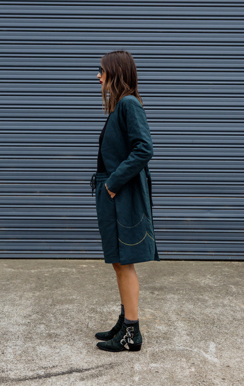 24/7 Quilted Trench - Spruce