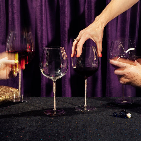 Crystal-Stemmed Wine Goblet - Rose Quartz (4 Piece)