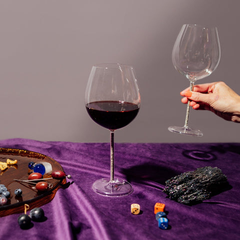 Crystal-Stemmed Wine Goblet - Pyrite (2 Piece)