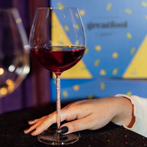 Crystal-Stemmed Wine Goblet - Rose Quartz (2 Piece)