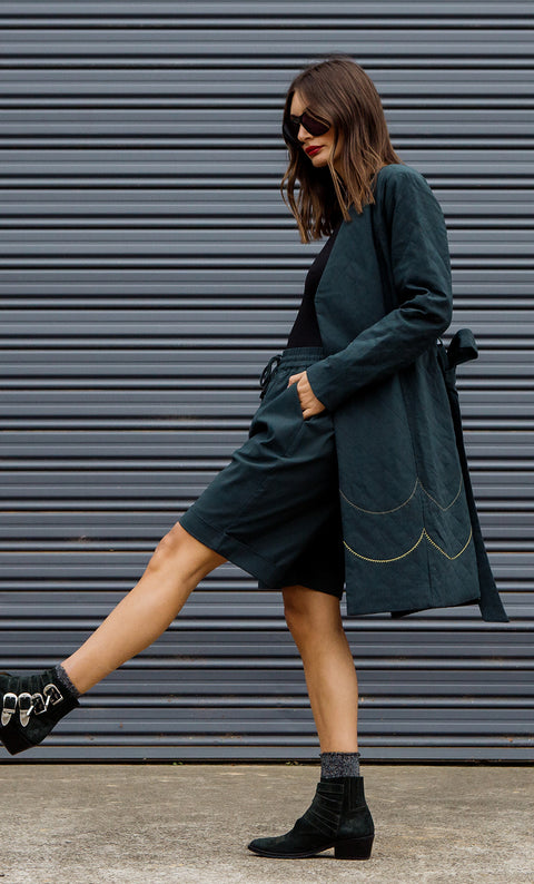 24/7 Quilted Trench - Spruce