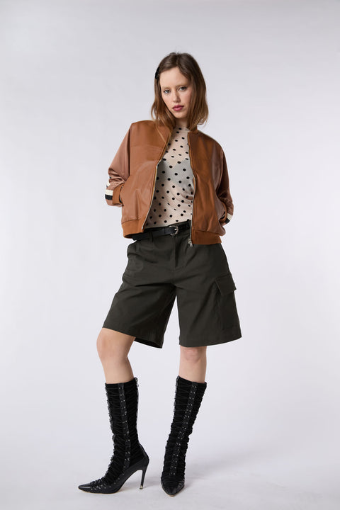 Apple Leather Bomber - Whiskey