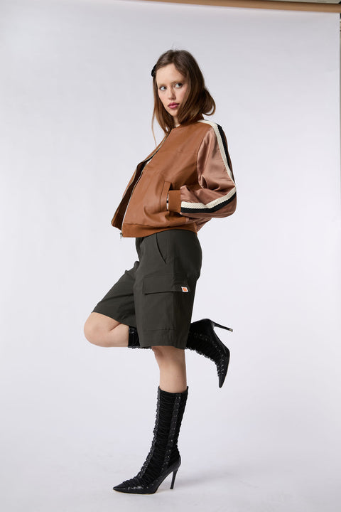 Apple Leather Bomber - Whiskey