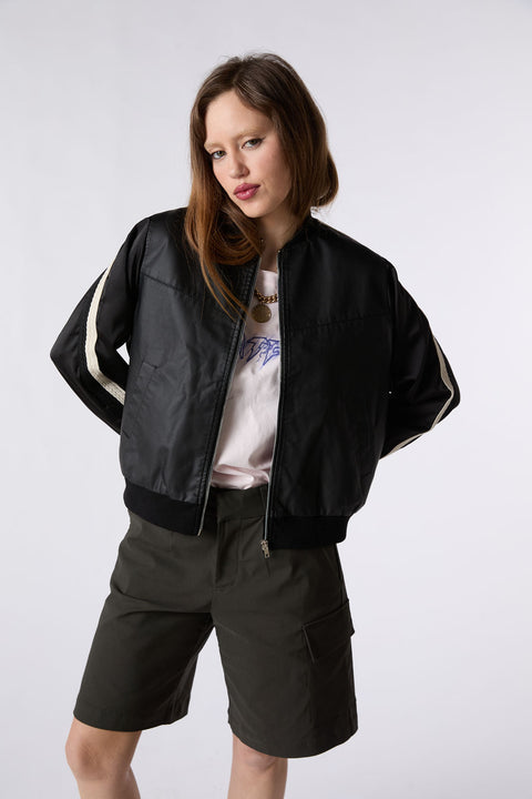 Apple Leather Bomber - Noir