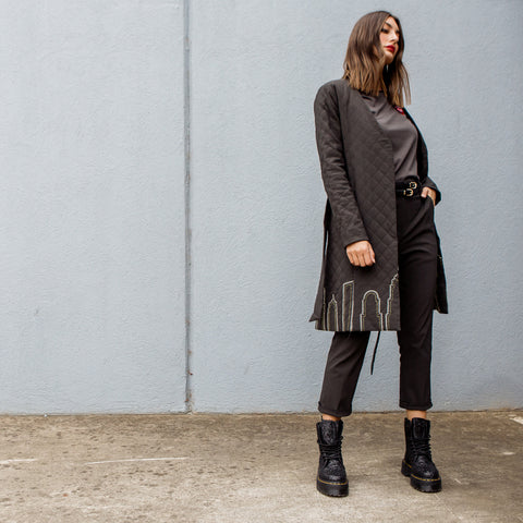 24/7 Quilted Trench - Heritage Black