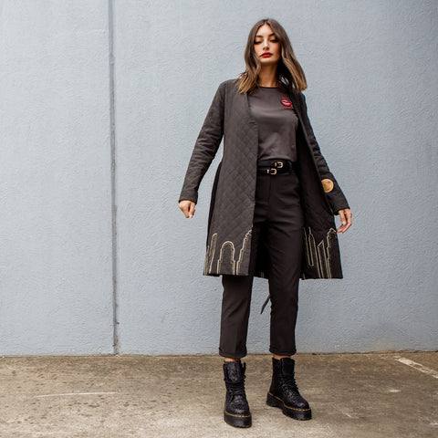 24/7 Quilted Trench - Heritage Black