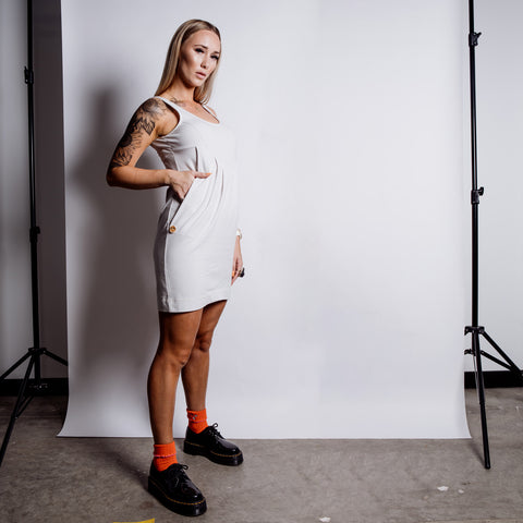 Certified Organic Cotton jersey Pinafore Dress - Smoke