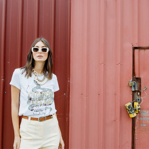 Snake Metal Tee - White 100% Certified Organic Cotton