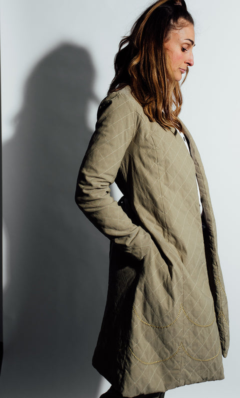 24/7 Quilted Trench - Army Thrash