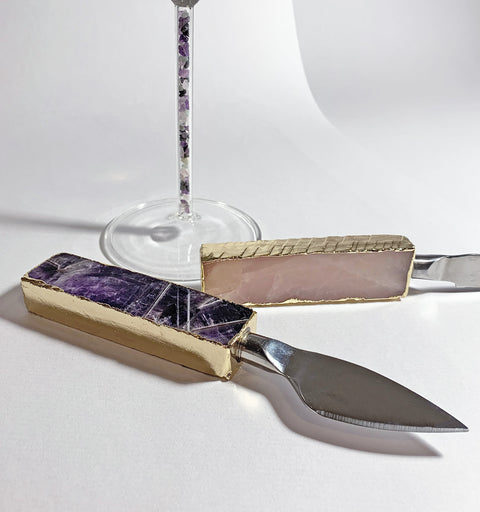 KNIFE, CHEESE, BOARD, CHARCUTERIE, CRYSTAL, AMETHYST, QUARTZ