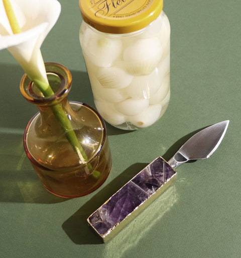 KNIFE, CHEESE, BOARD, CHARCUTERIE, CRYSTAL, AMETHYST, QUARTZ