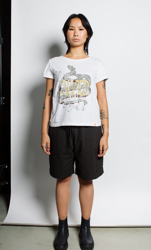 Snake Metal Tee - White 100% Certified Organic Cotton