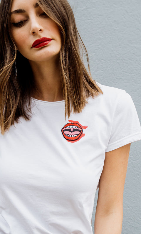 Lipstick Smear Tee - White