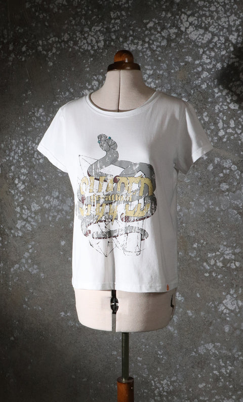 Snake Metal Tee - White 100% Certified Organic Cotton