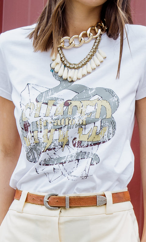 Snake Metal Tee - White 100% Certified Organic Cotton