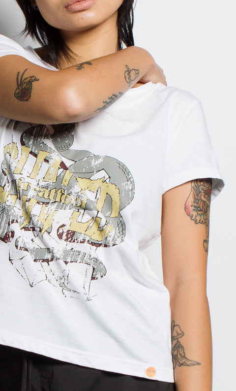 Snake Metal Tee - White 100% Certified Organic Cotton