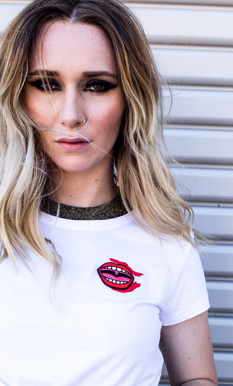 Lipstick Smear Tee - White